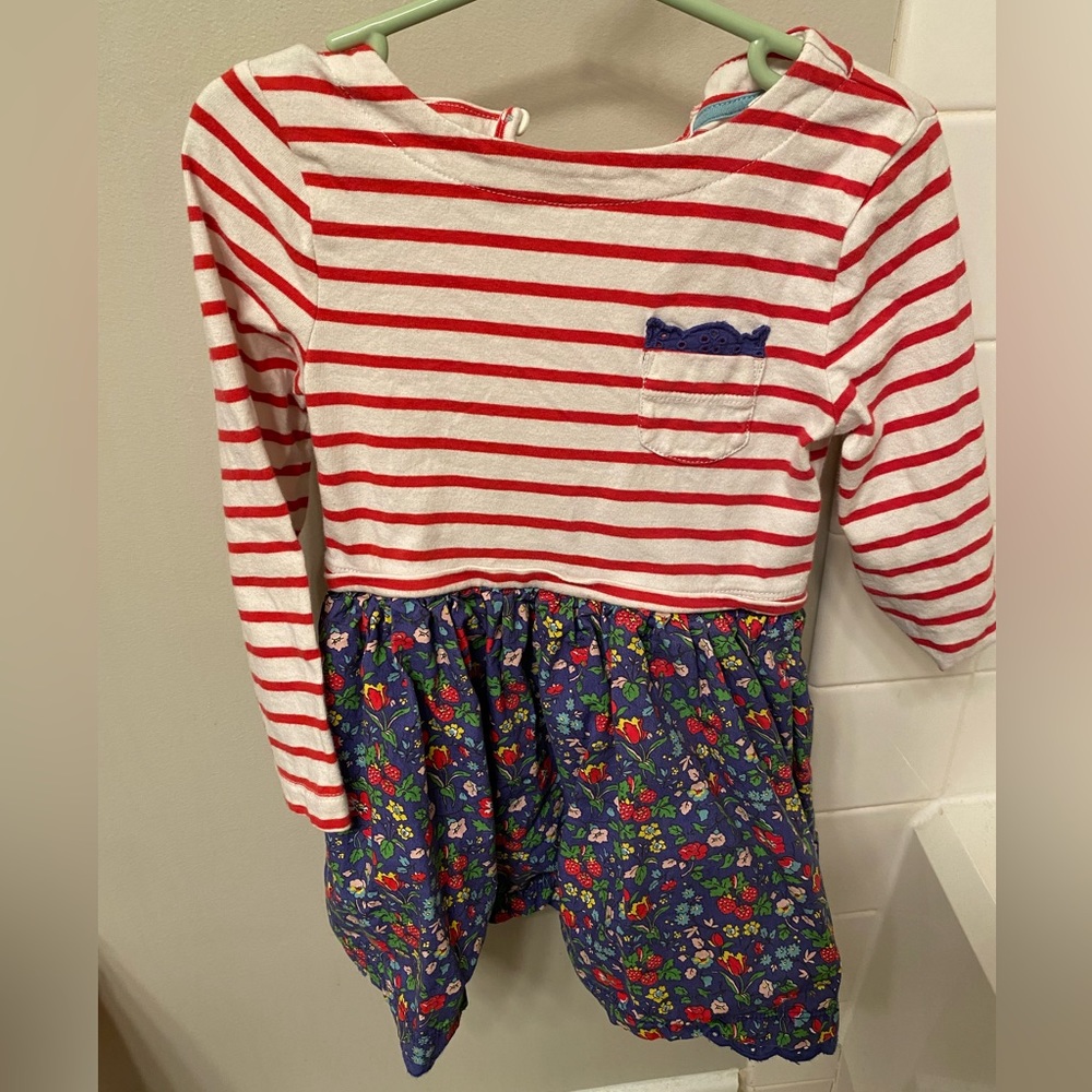 Flower and striped 2T dress. Mini Boden.